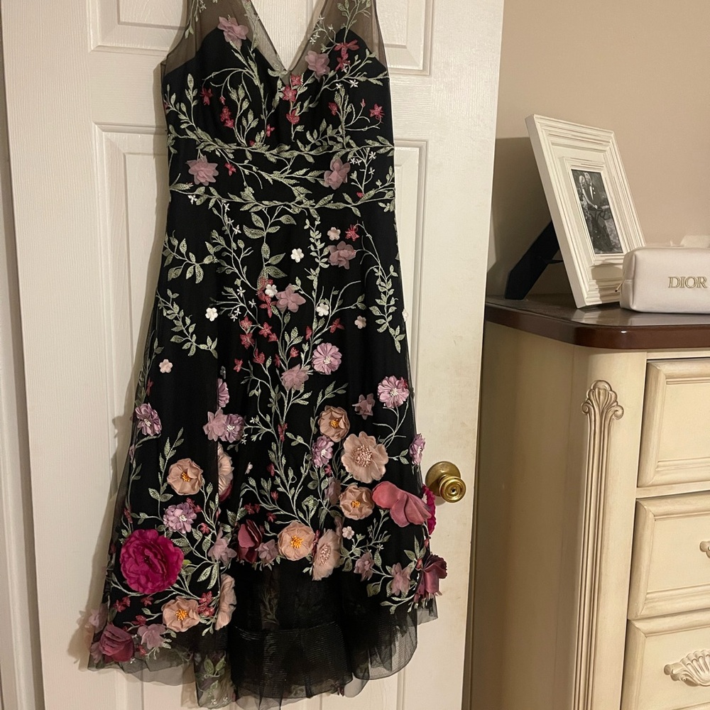 Dress - Black and Pink 3D floral.